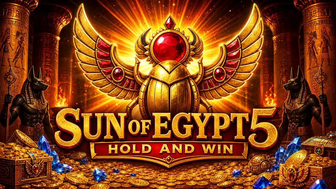 Hold and Win mexanikasining Sun of Egypt 1 dan 5 gacha rivojlanishi